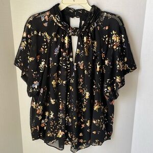 Rachel Roy Black and Gold Floral Top